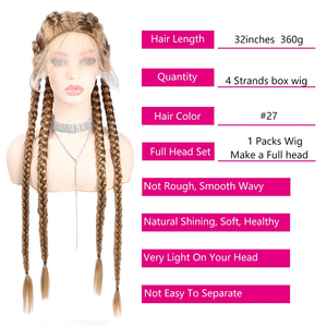 Vente en gros perruques longues tressées pour femmes noires torsadées noires 4x Box Braid Lace perruque Natural Front perruques synthétiques légères 32 pouces - Product Image 2