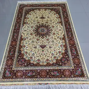 4x6 Rot Floral Traditionellen Handgemachten Hand Verknotet Seide Orientalischen Persischen Teppich für Rabatt Verkauf