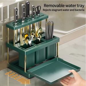 Étagère de rangement pour la cuisine, support de rangement pour couteaux, support de rangement en plastique pour cuillères et fourchettes, égouttoir, support pour couverts de cuisine - Product Image 4