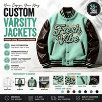 Blouson universitaire tendance 2026 de haute qualité OEM pour homme, en cuir, personnalisé avec broderie mixte et applique chenille, style bomber Letterman
