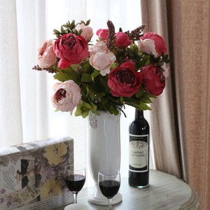 Bouquet de pivoines artificielles de style européen, 13 têtes, fleurs en soie, haute simulation, décoration de mariage et de maison - Product Image 2