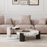 Ensemble de table basse ronde moderne Voxhome USA avec un design unique et accrocheur, meubles de salon fonctionnels en MDF