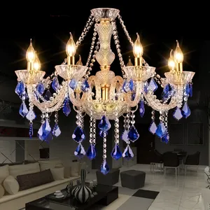 Kristall Kronleuchter Moderne Luxushotel Lobby Kreative Decken lampe Cafe House Blau Romantische Hochzeit Event Dekoration Beleuchtung