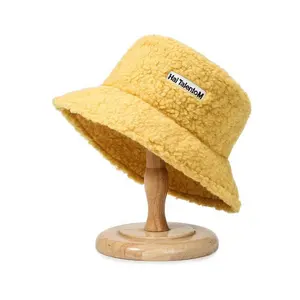 Winter Warm Hat Thicken Bob Panama Outdoor Fisherman Hats Caps Bulk Lamb Faux Fur Furry Bucket Hats for Women Lady Girls