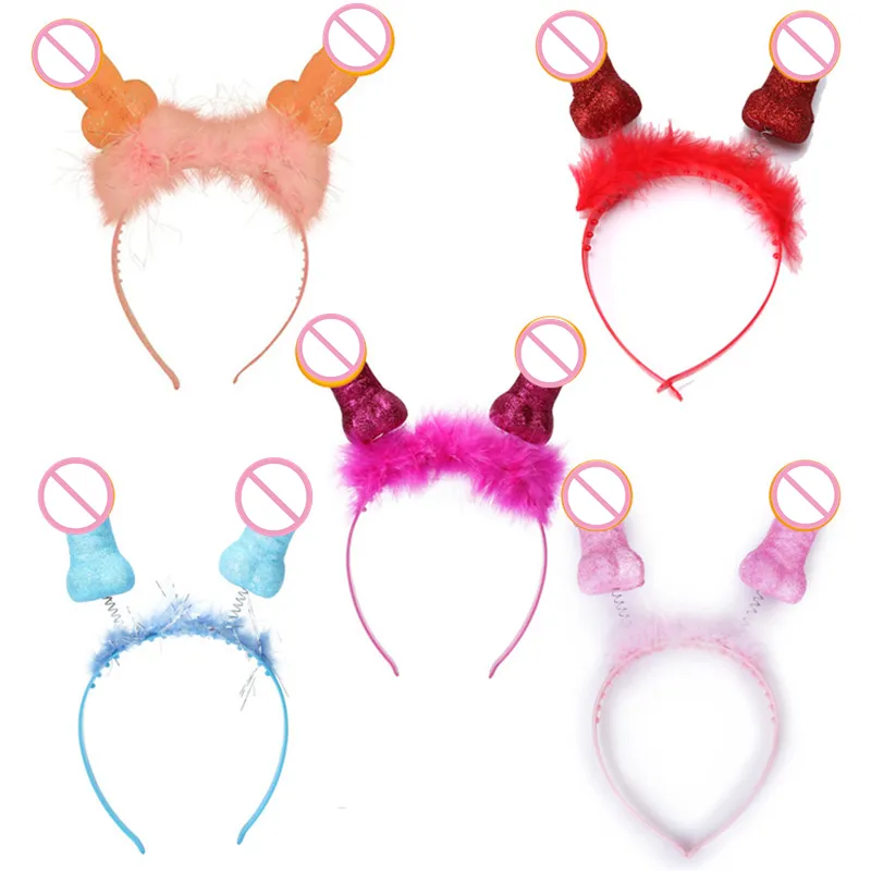 Aoyama Bachelorette Party Decor Penis Headband Bachelor Party Supplies Hen Party Favors Birthday Adult Games Plastic Accessories