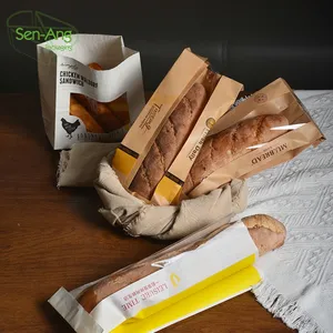 塞南工厂批发包装尺寸定制烹饪带透明窗口一次性牛皮纸面包袋