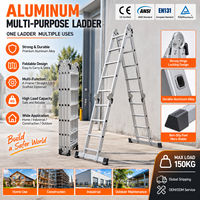 Échelle pliante multifonction en aluminium robuste, échelle à marches multi-positions en forme de A pour la construction domestique et l'utilisation industrielle