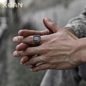 316L 골드 실버 스테인리스 스틸 남성용 주얼리 변색 방지 사각 오닉스 스톤 링 블랙 에나멜 시그넷 링 - Product Image 5