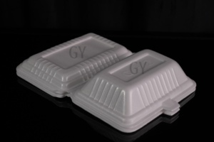 Cajas de comida Caja de rejilla plana Caja de tres compartimentos Caja rectangular Caja de desayuno Caja de comida rápida Envases de comida de espuma desechables - Product Image 4