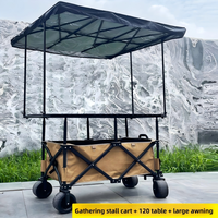 Chariot de marché pliable à quatre roues, étanche, avec auvent mobile, grande table intégrée pour le camping