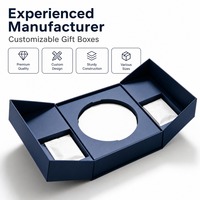 Boîte cadeau de luxe bleue rigide magnétique personnalisée en gros avec séparateur et sachets de thé pour la Fête des Pères