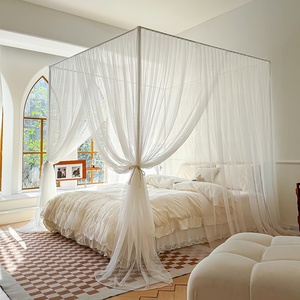 침대 캐노피 커튼 4 스탠드 모기장 커튼 침실 홈 도어 장식용 모기 방지 커튼 - Product Image 3