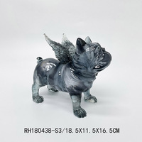 Statue de bouledogue français ailé en résine transparente personnalisée, aspect cristal, sculpture de chien en résine transparente, décoration de table, ornement animalier