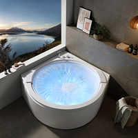 Baignoire autoportante moderne en acrylique blanc, baignoire de massage, fabrication directe d'usine, design rond personnalisé, baignoire de massage pour salle de bain