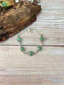 Brazalete Ajustable de Plata de Ley 925 con Turquesa Kingman Hecha a Mano, Estilo Vintage, Material Principal Acero Inoxidable - Product Image 2