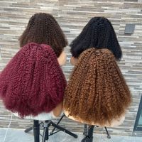 Perruque en cheveux humains premium Afro Kinky Curly avec closure en dentelle 5x5, 20 pouces, boucles serrées, texture naturelle crépue, multicolore