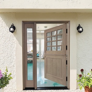<span class=keywords><strong>Puerta</strong></span> de Entrada de Madera de Roble y Caoba Personalizada para Casas, Puertas Principales Exteriores, Puertas Holandesas con Ventanas Laterales de Vidrio - Product Image 2