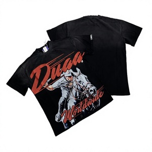 Camiseta de Hombre de Manga Corta de Alta Calidad, Estilo Vintage, Lavada al Ácido, con Patrón de Personajes, Tejido de Algodón Grueso, Marca DUAA, Personalizada con Diamantes - Product Image 2