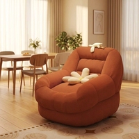Fauteuil inclinable en velours avec rangement - Siège individuel compact pour chambre/balcon/salon - Chaise nid douillet de luxe