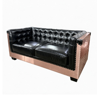 Canapé en cuir et aluminium or rose 2 places pour hall d'hôtel, salon, réception et projets commerciaux