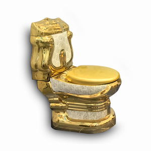 Cuvette de <span class=keywords><strong>toilette</strong></span> en céramique dorée électro-plaquée de style européen, siège de salle de bain intégré haut de gamme pour villa, cuvette de <span class=keywords><strong>toilette</strong></span> à <span class=keywords><strong>colonne</strong></span> séparée - Product Image 1