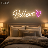 Enseigne néon « Believe Love », lumière LED néon alimentée par USB 5V, boîte à piles, décoration murale pour chambre à coucher, chambre de couple, décoration intérieure