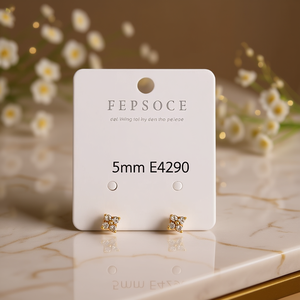 Orecchini a bottone Fepsoce da 5 mm con fiore in oro e strass di cristallo da donna per uso quotidiano E4290 - Product Image 2