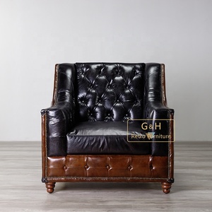 Meubles Style Ferme Américaine Longs Vintage Cuir Chesterfield Fauteuil Cuir <span class=keywords><strong>Club</strong></span> - Product Image 2