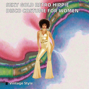 NOUVEAU Costume <span class=keywords><strong>de</strong></span> fête rétro disco pour femmes, combinaison <span class=keywords><strong>de</strong></span> cosplay vintage années 70 et 80, costume <span class=keywords><strong>hippie</strong></span> - Product Image 2