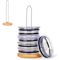 Organisateur de couvercles de gobelets en bambou personnalisé pour armoire de cuisine, mini organisateurs de couvercles, support de rangement