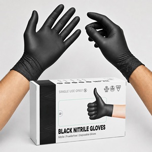 Guantes de Nitrilo Desechables Negros para Trabajo y Examen, Sin Polvo, Precio Más Bajo, Entrega Rápida, Gran Venta - Product Image 1