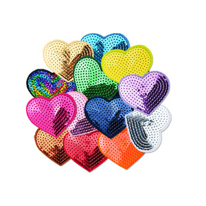 Appliques en plastique thermocollantes pour vêtements, en forme de cœur, étoile, à paillettes, couleur bonbon, écologiques, pour sublimation, vente en gros - Product Image 3