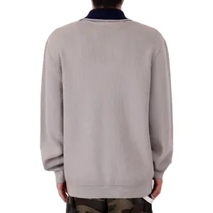 Custom OEM ODM Men's Sweater New Arrival Men's Printed Polo Shirt Cotton Quater Zip Pullover Jacquard Knit Top Sweaters Male