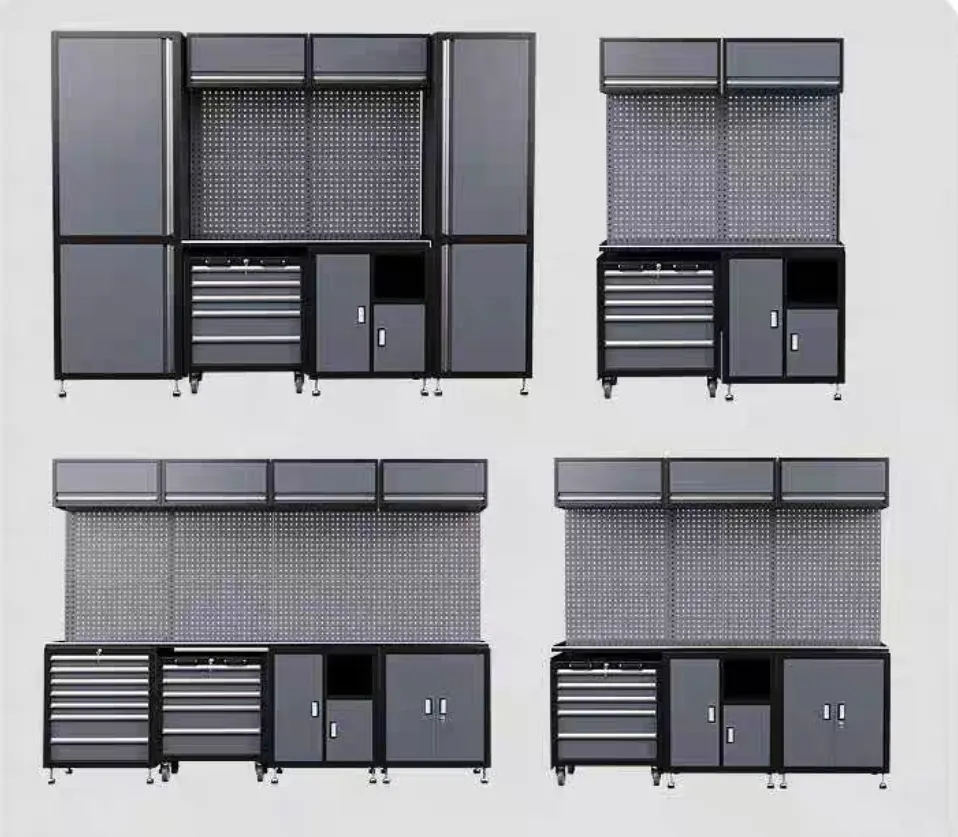 Nueva estación de trabajo de oficina moderna de alta resistencia, herramienta de banco de trabajo móvil de metal y madera para almacenamiento en GARAJE, compatible con OEM y ODM