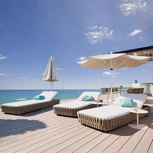 Chaise longue de soleil en métal pour l'extérieur, chaise longue en corde pour hôtel, dossier réglable, fauteuil inclinable moderne - Product Image 1