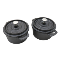 Mini cocotte ronde en fonte pré-assaisonnée avec couvercle en fonte, extérieur émaillé coloré, antiadhésive, compatible gaz et induction