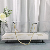 Petite boîte à gâteau cadeau, boîte à gâteau transparente avec poignée, boîte à cupcakes, boîte en plastique transparente portable en PET, boîte cadeau d'emballage, boîte longue