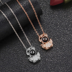 Collana con angelo di moda 100 ti amo con ciondolo in lingua gioielli di moda per donne - Product Image 5