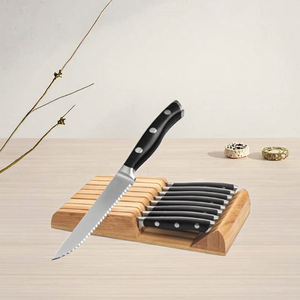 Ensemble de 4 couteaux à fromage en acier inoxydable faits à la main avec bord dentelé, manche en plastique, étui en cuir, collection de couteaux Viking - Product Image 3