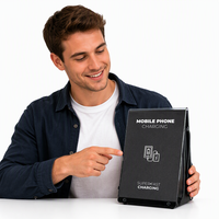 Tente de table portable AYA2 avec chargeur de téléphone, batterie 10000 mAh, câble 3-en-1 à 2 ports, station de charge pour publicités de table en restaurant