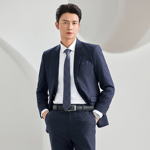 Blue Striped Suit Men Women Work Uniform Autumn Winter Thickening Polyester Professional Manager Formal Wear - Product Image 3