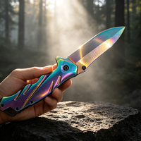 Couteau pliant multi-usages pour le camping et les activités de plein air, fabriqué directement en usine, entièrement en acier inoxydable, couteau de chasse élégant avec trou pour corde de survie