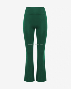 Leggings de yoga à taille haute de couleur verte, extensible dans les quatre sens, sans couture, léger, confortable, de haute qualité, logo personnalisé - Product Image 1