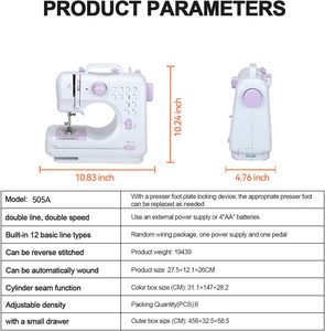 Mini máy may cho người mới bắt đầu Xách tay 12 được xây dựng trong khâu nhỏ đôi chủ đề đa chức năng may vá máy - Product Image 3