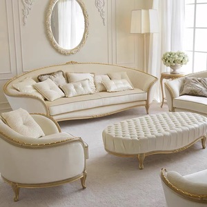 Ghế <span class=keywords><strong>sofa</strong></span> chạm khắc gỗ nguyên khối theo phong cách tân cổ điển Bắc Âu - Bộ ghế <span class=keywords><strong>sofa</strong></span> vải đơn ba người dành cho phòng khách biệt thự sang trọng kiểu Pháp - Product Image 1