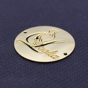 Plate High Grade Custom Engraved Texture Logo <b>Brushed</b> Metal Label <b>Round</b> Gold or Custom Color Bags Accessories Sampling Accepted - Product Image 3