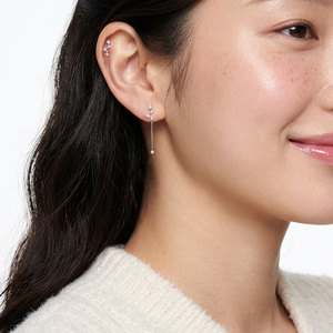 Pendientes de Diseño Irregular Brillante Más Populares para Mujer, Joyería de Oro Blanco Sólido de 18K, Diamantes Naturales Reales, Pendientes Largos Hechos a Mano - Product Image 2