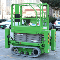 CE 10m Geländegängige 300 KG Kleine Selbstfahrende Hydraulische Elektro-Scherenhebebühne mit Klappbaren Beinen 0,3m Bodenfreiheit LEAD