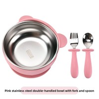 Ensemble d'alimentation pour bébé en silicone sans BPA, design ours, bol à ventouse, assiette d'apprentissage, fourchette, cuillère, tasse, 6 pièces, kit de vaisselle pour tout-petits