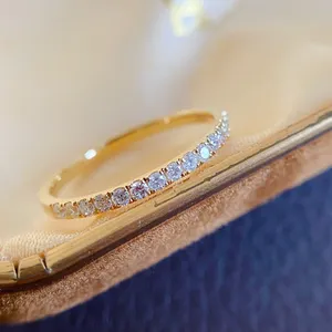 Lerca 패션 숙녀 약혼 웨딩 밴드 디자인 18K 진짜 단단한 노란 금 0.1% 천연 다이아몬드 반지 고급 보석